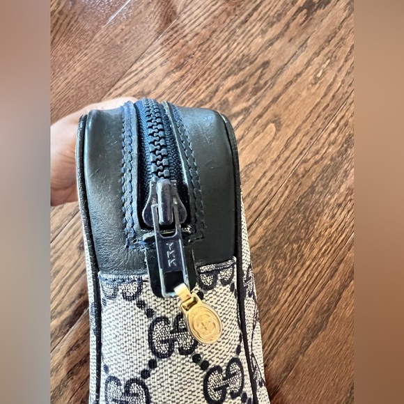 Authentic GUCCI GG Canvas Sherry Line Clutch Bag Gray Red Navy 010 378 - Picture 3 of 13